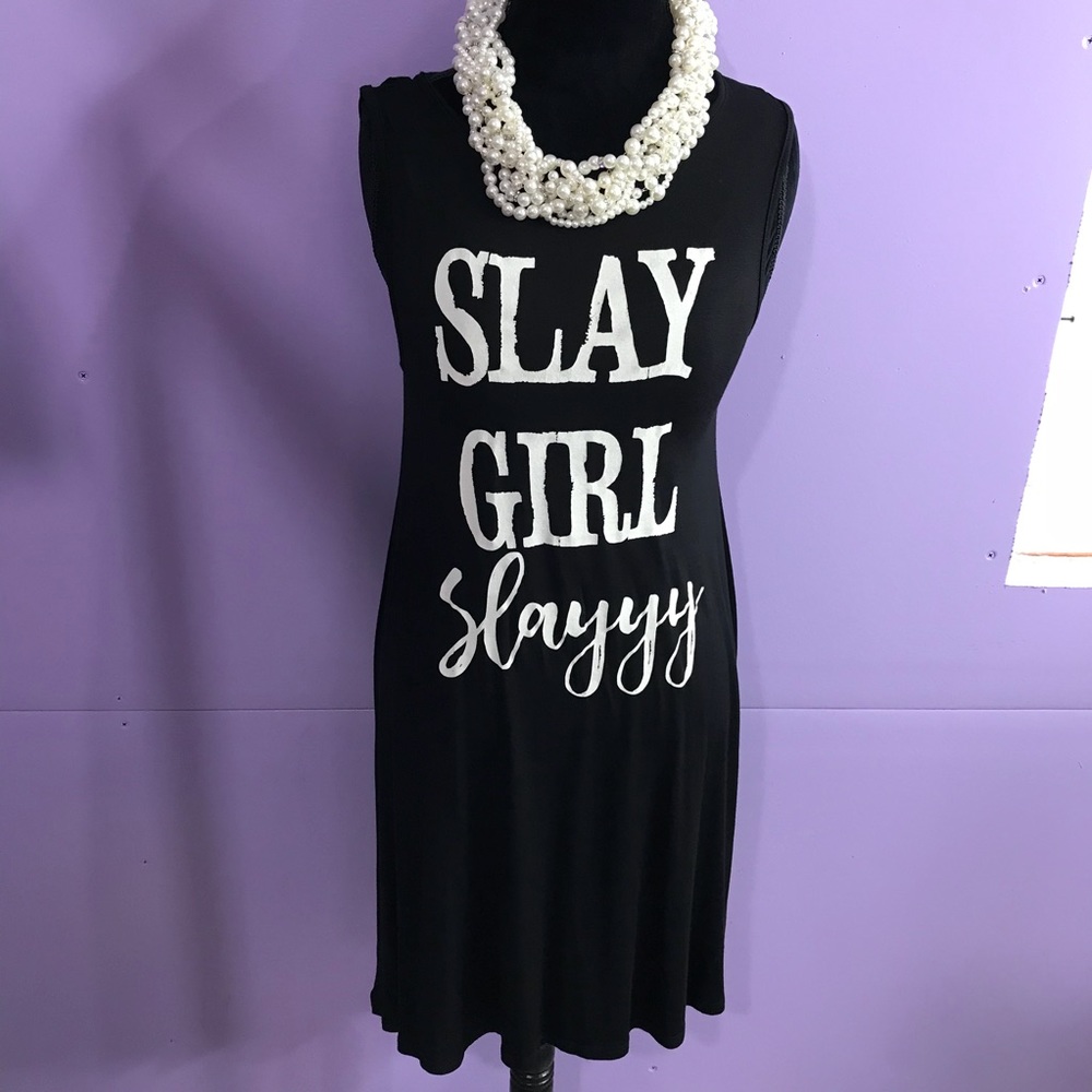 Black and white slay girl slay dress, sleeveless